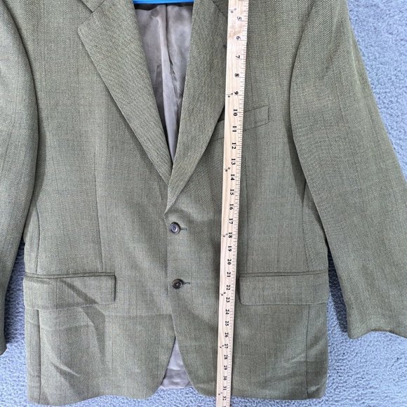 Vintage Chaps Ralph Lauren Men's 2 Button 44 R Silk Wool Plaid Green Sports Coat - Picture 8 of 14